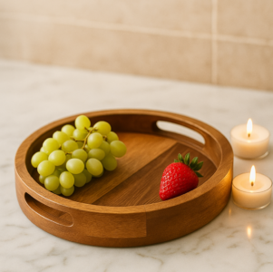 ZS Collection Premium Mango Wood Round Serving Tray