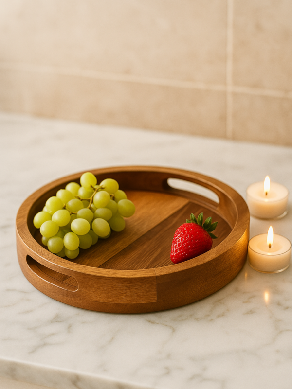 ZS Collection Premium Mango Wood Round Serving Tray
