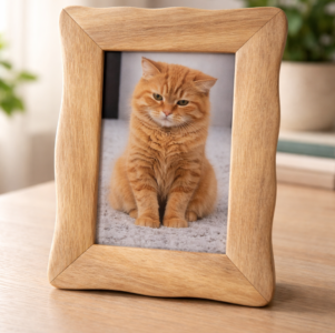 Handcrafted Wooden Photo Frame | Natural Solid Wood Picture Frame for Table | Rustic Home Décor Photo Frame (Natural Finish)