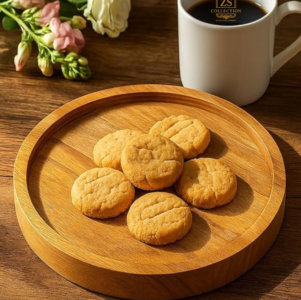 ZS Collection Premium Mango Wood Round Serving Tray – Natural Wooden Platter for Snacks, Coffee, Breakfast & Kitchen Décor | Handmade Rustic Tray for Home & Cafe (Medium)