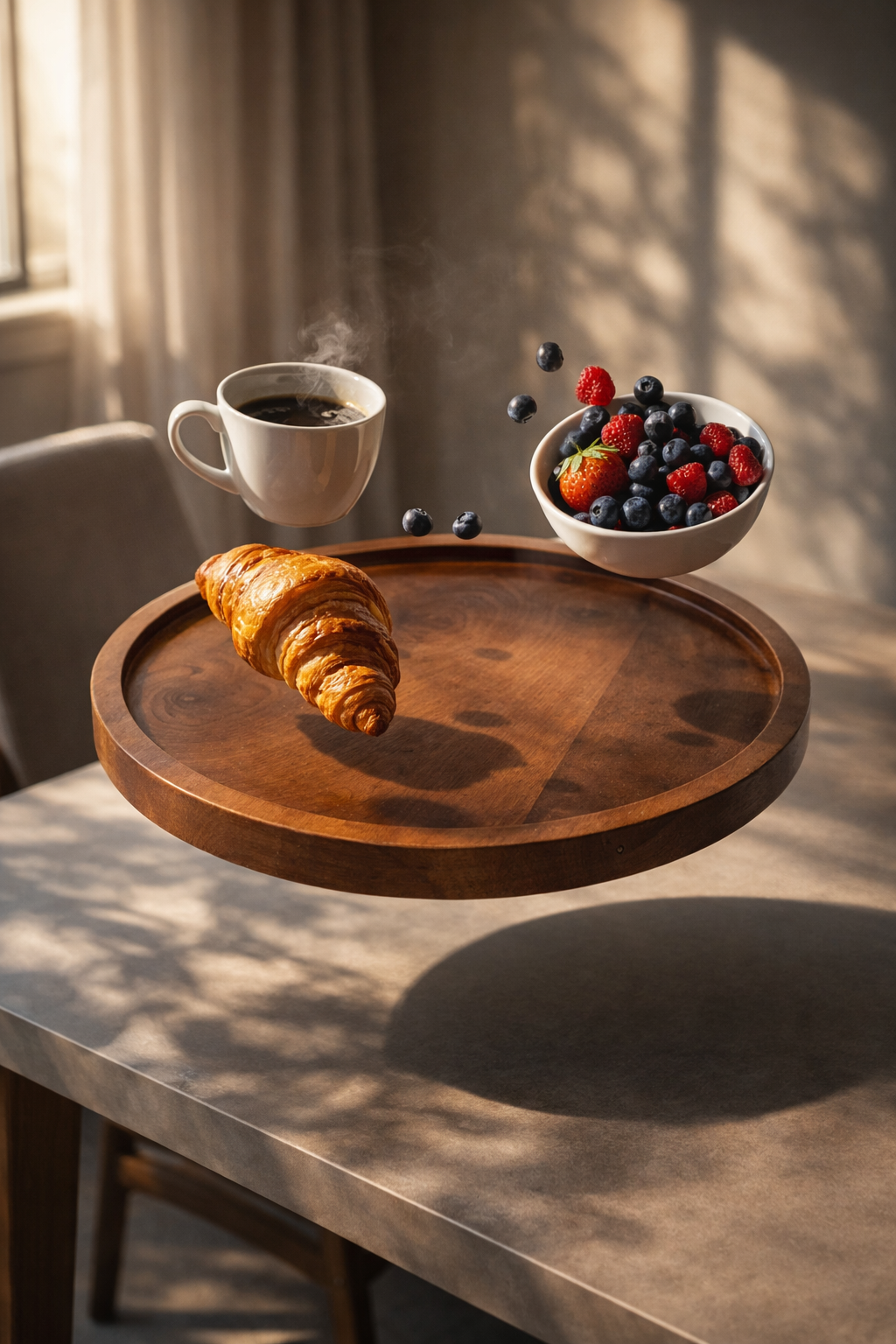 ZS Collection Premium Mango Wood Round Serving Tray – Natural Wooden Platter for Snacks, Coffee, Breakfast & Kitchen Décor | Handmade Rustic Tray for Home & Cafe (Medium) - Image 2
