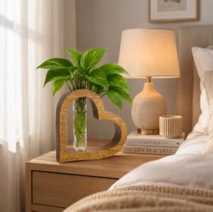 Heart Frame Wooden Test Tube Planter | Glass Vase with Wooden Holder