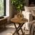 Handcrafted Wooden Side Table with Glass Vase for Living Room and Bedroom by ZS COLLECTION